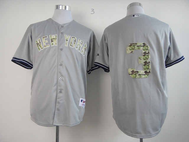 MLB New York Yankees #3 Ruth camo letters grey Jersey