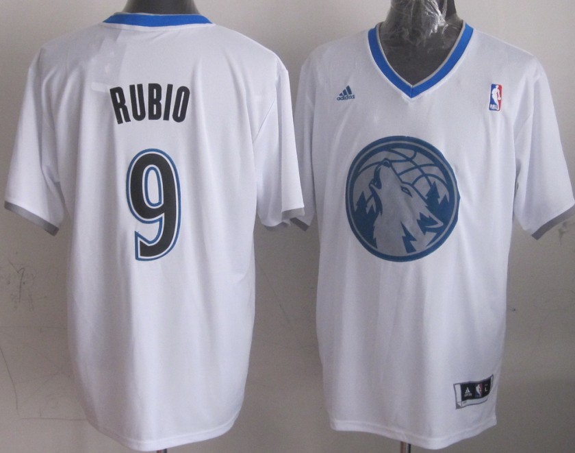 2014 Christmas Adidas Minnesota Timberwolves #9 Ricky Rubio NBA White Jersey