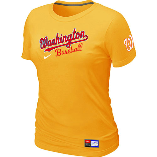 MLB Washington Nationals Nike Womens Short Sleeve Practice T Shirt Yellow