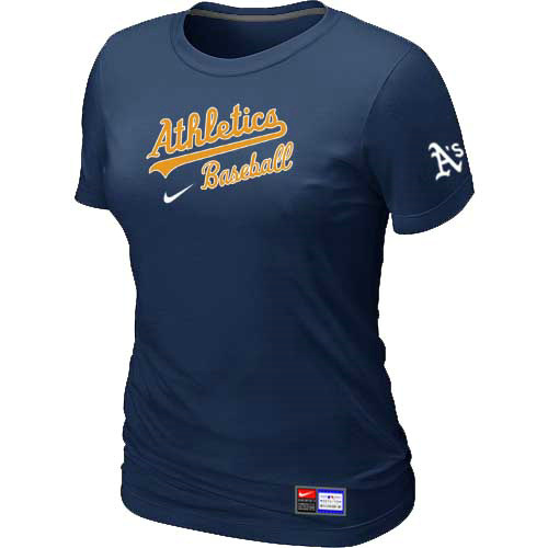 OaklandAthleticsNikeWomensD-Oakland Athletics Nike Womens Short Sleeve Practice T-Shirt Blue