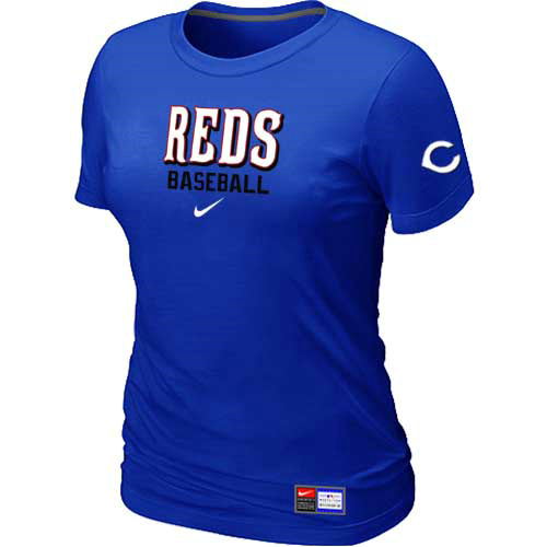 Cincinnati Reds Nike Womens Short Sleeve Practice T Shirt Blue
