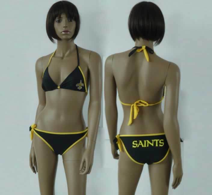 Womens String Bikini New Orleans Saints Black And Yellow Border