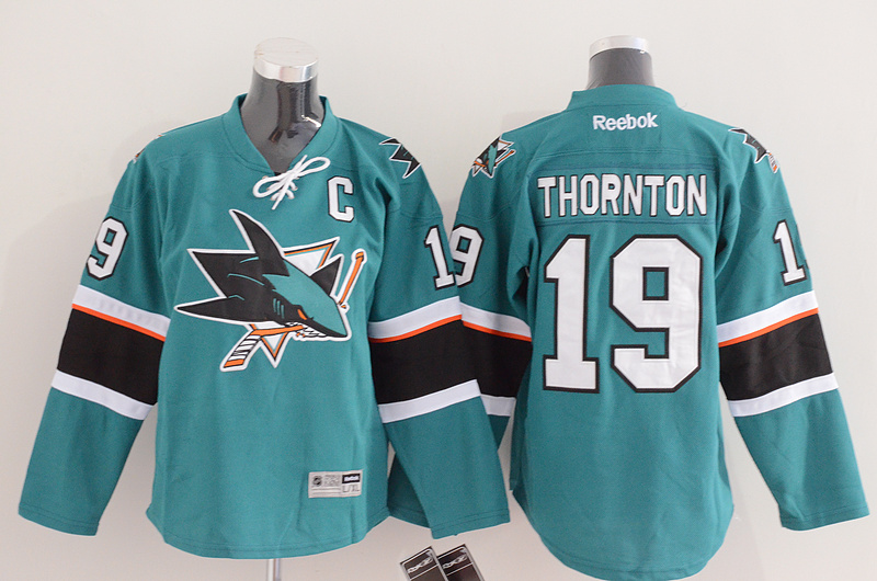 NHL San Jose Sharks #19 Thornton Green Jersey with C Patch