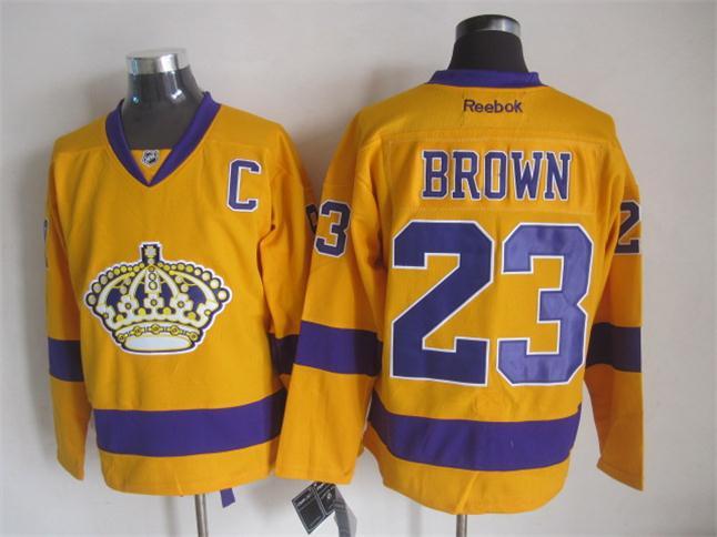 NHL Los Angeles Kings #23 Brown Yellow Jersey
