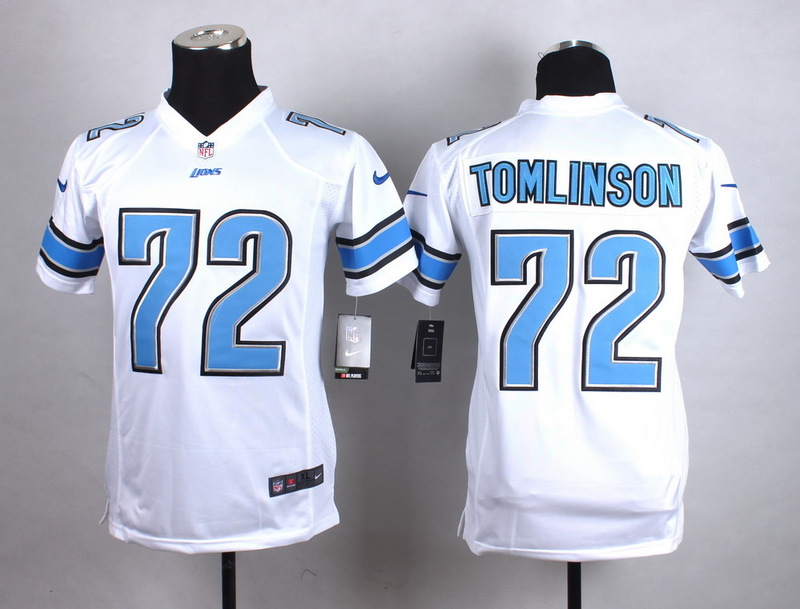 Nike Detroit Lions #72 Tomlinson White Kids Jersey