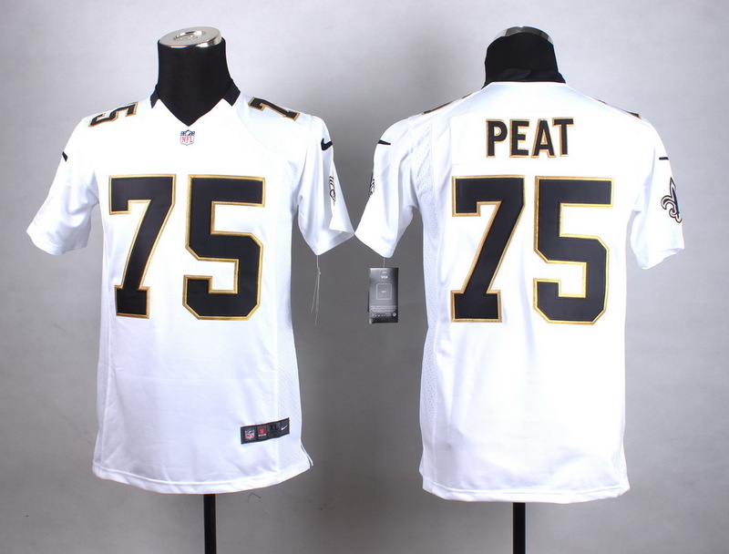 Nike New Orleans Saints #75 Peat White Kids Jersey