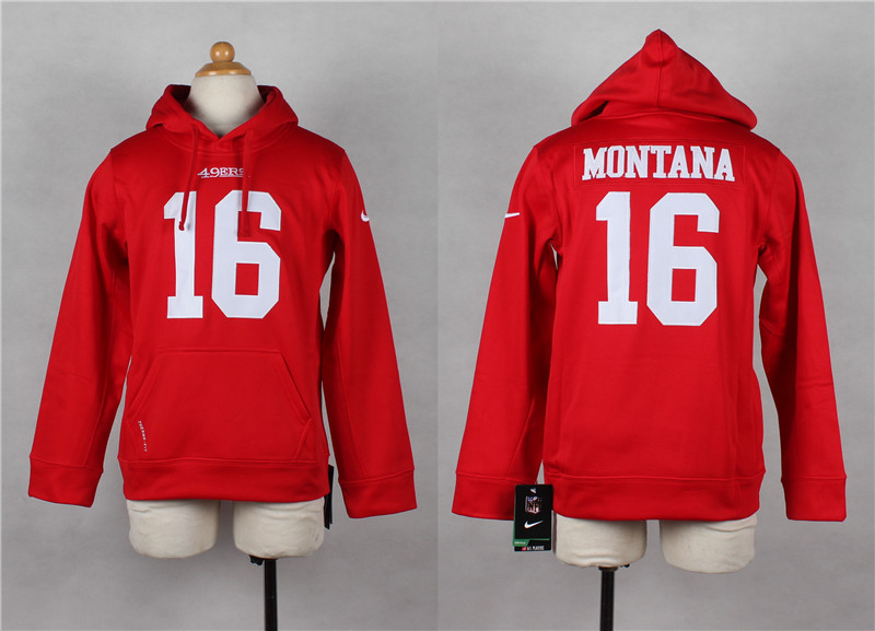 NFL San Francisco 49ers #16 Montana Red Kids Hoodie