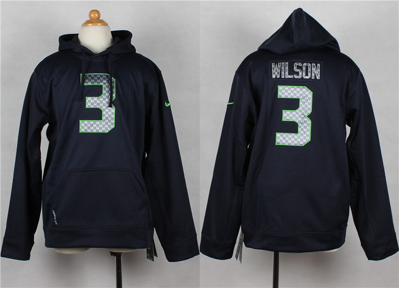 NFL Seattle Seahawks #3 Wilson D.Blue Kids Hoodie