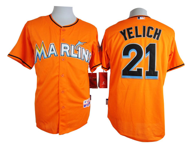 MLB Florida Marlins #21 Yelich Orange 2015 Jersey