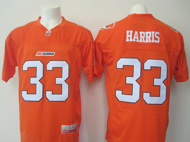 NCAA CFL B.C. Lions #33 Harris Orange Jersey