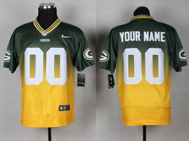 Green Bay Packers Customized Green-Yellow Drift Fashion II Elite NFL Custom Jerseys