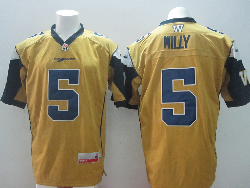 NCAA Bombers #5 Drew Willy Yellow CFL Jersey