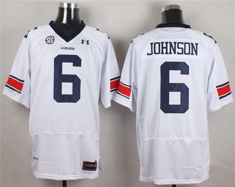 NCAA Auburn Tigers #6 Johnson White Jersey