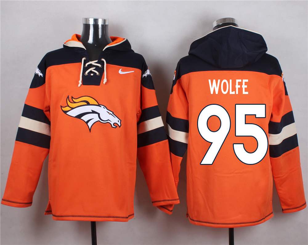 NFL Denver Broncos #95 Wolfe Orange Hoodie