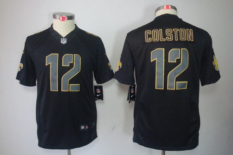 Kidss New Orleans Saints #12 Colston Impact Limited Black Jersey