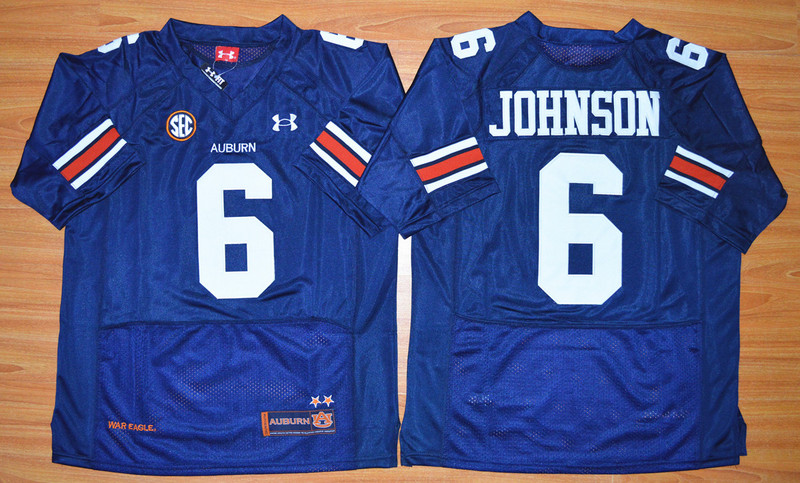 NCAA Auburn Tigers #6 Jeremy Johnson Football Jersey Navy Blue 