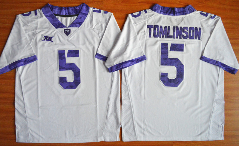 NCAA  TCU Horned Frogs #5 LaDainian Tomlinson Limited Football Jersey White 