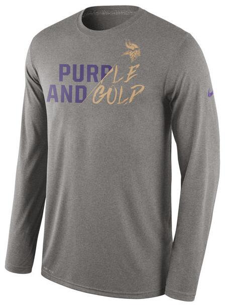 Mens Minnesota Vikings Nike Heather Grey Gold Collection Long Sleeve T-Shirt