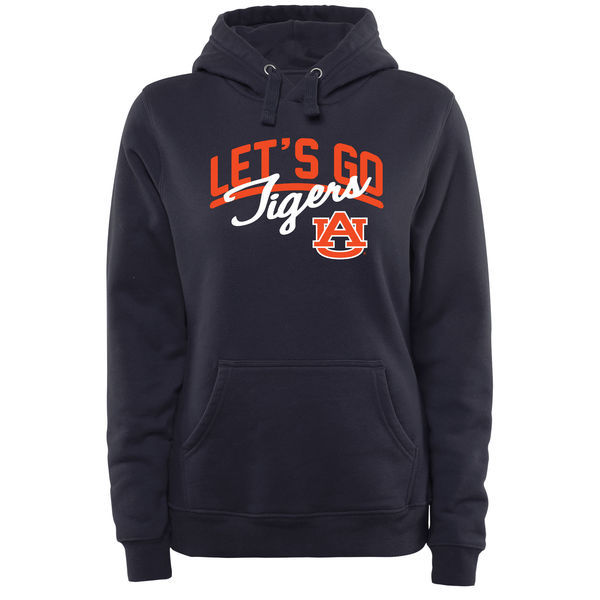 Auburn Tigers Womens Plus Sizes Lets Go Pullover Hoodie -Navy 