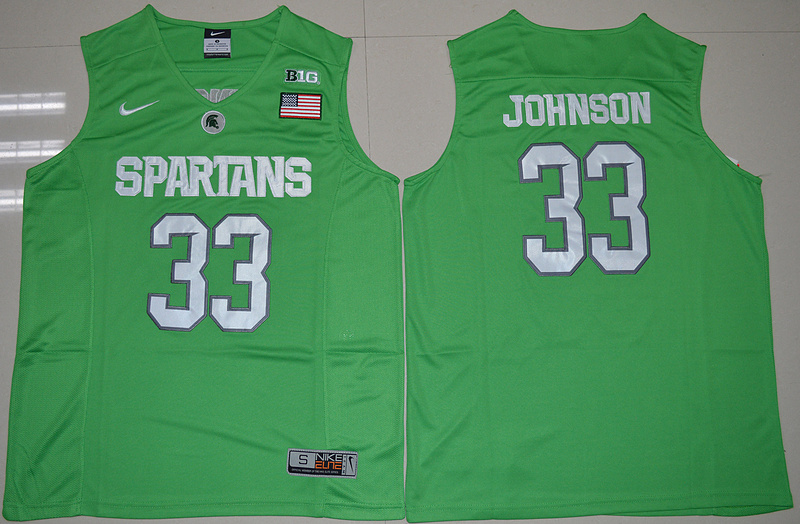 NCAA Michigan State Spartans #33 Magic Johnson Apple Green Jersey