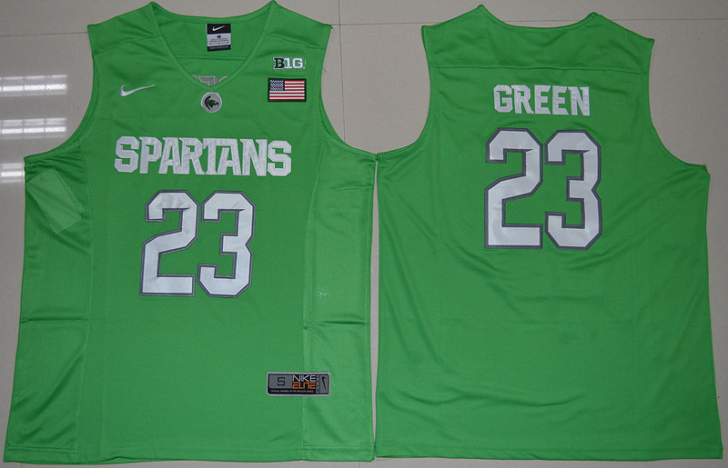 NCAA Michigan State Spartans #23 Draymond Green Apple Green Jersey