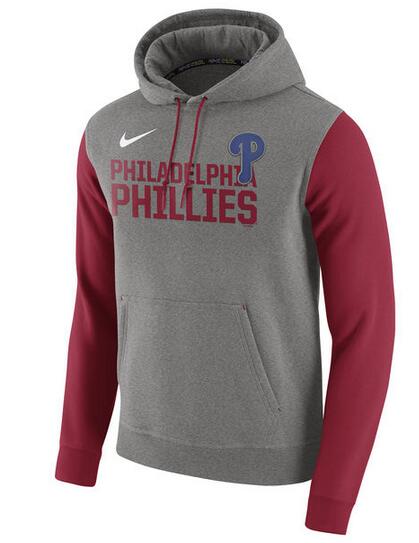 MLB Philadelphia Phillies Grey Red Hoodie