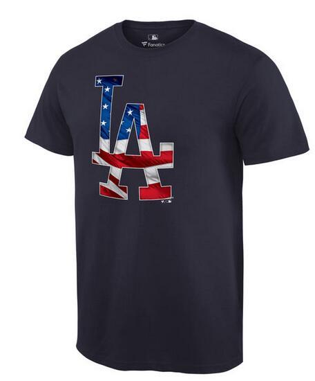 Mens L.A. Dodgers Navy Banner Wave T-Shirt 