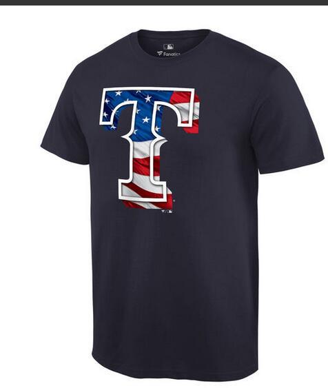 Mens Texas Rangers Navy Banner Wave T-Shirt