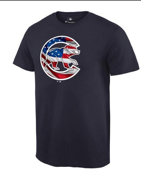 Mens Chicago Cubs Navy Banner Wave T-Shirt 