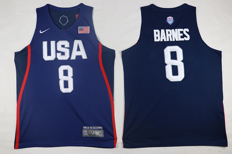 NBA USA #8 Barnes Blue Jersey