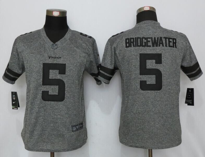 Women New Nike Minnesota Vikings 5 Bridgewater  Gridiron Gray Limited Jersey