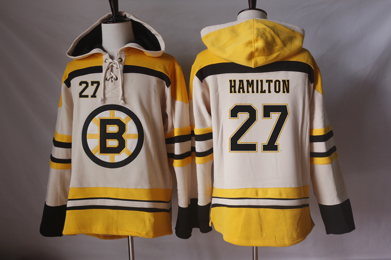 NHL Boston Bruins #27 Hamilton Cream Hoodie