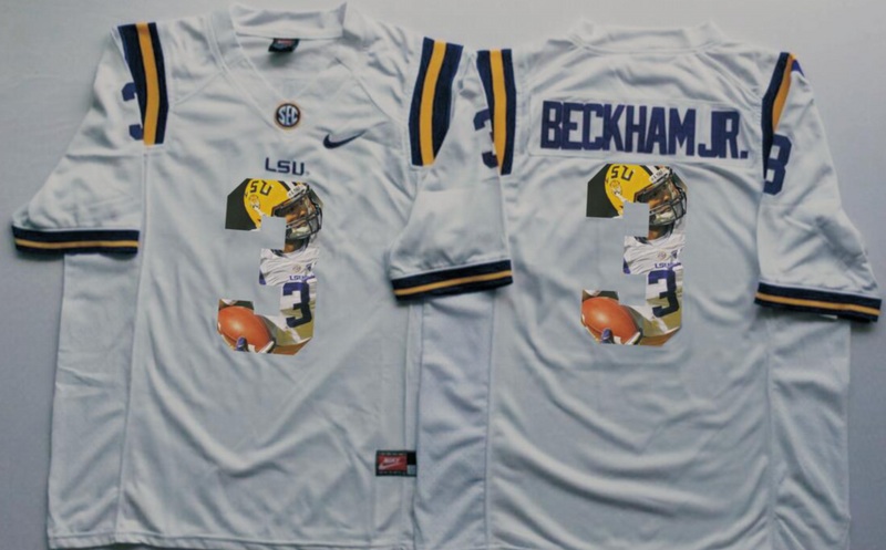 2016 LSU Tigers White Limited #3 Beckham JR Fashion Jersey
