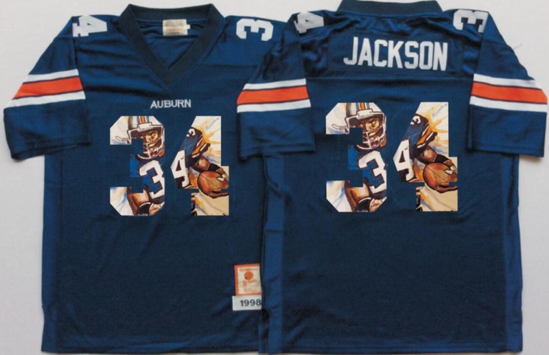 NCAA Auburn Tigers Blue #34 Jackson Fashion Jersey