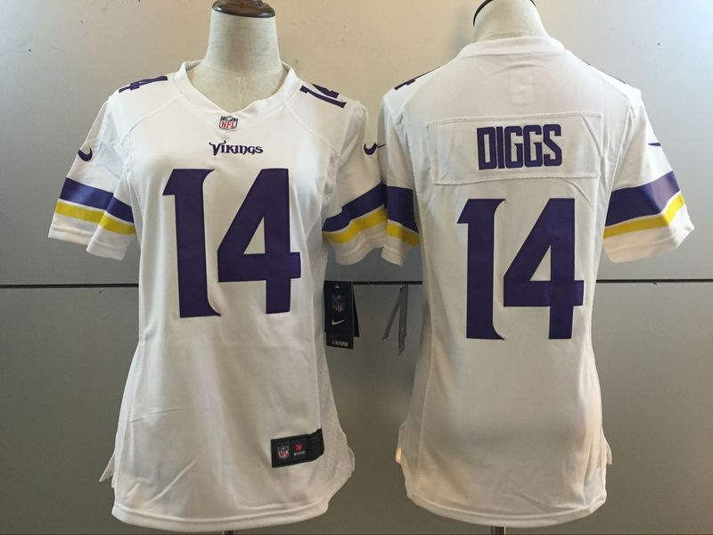 NFL Minnessota Vikings #14 Diggs White Color Rush Women Jersey