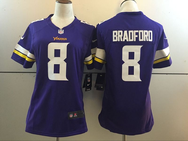 NFL Minnessota Vikings #8 Bradford Purple Color Rush Women Jersey