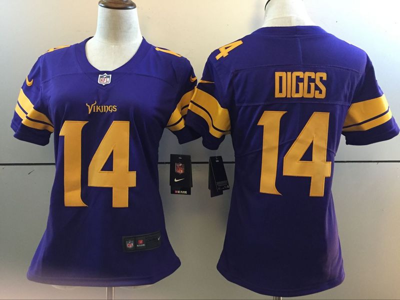NFL Minnessota Vikings #14 Diggs Purple Color Rush Women Jersey