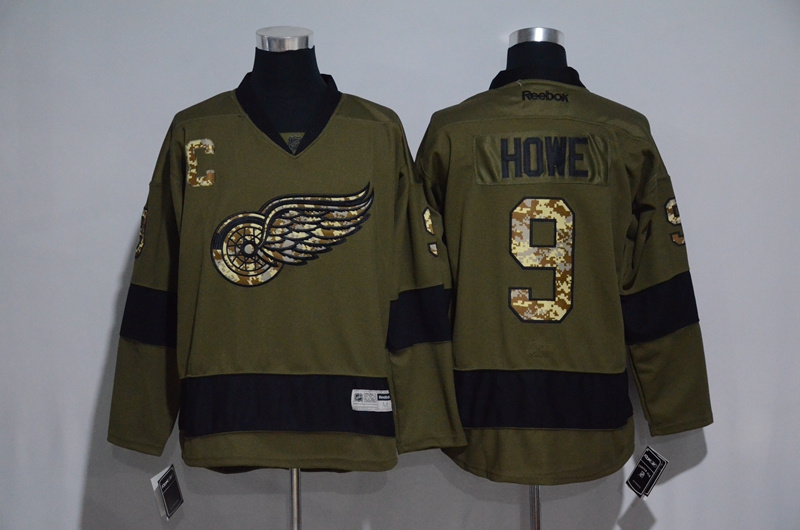 NHL Detroit Red Wings #9 Howe Green Camo Number Jersey