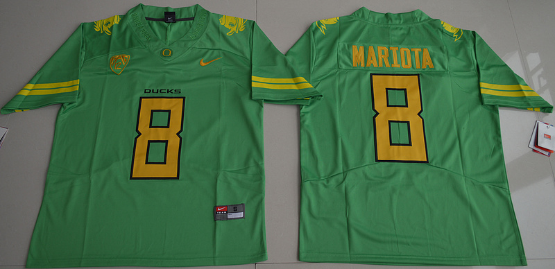 NCAA Oregon Duck #8 Marcus Mariota College Football Limited Apple Green Jersey