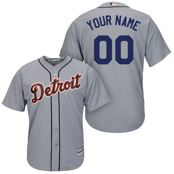 Majestics MLB Detroit Tigers Custom Grey Jersey