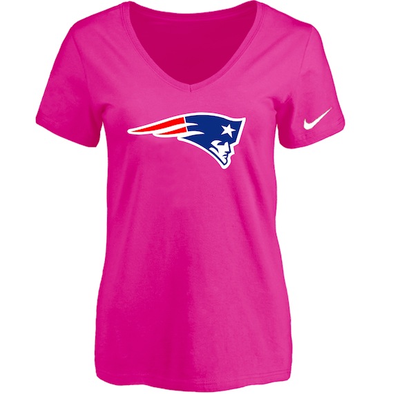 New England Patriots Peach Womens Logo V-neck T-Shirt