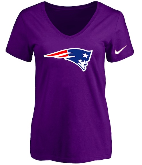 New England Patriots Purple Womens Logo V-neck T-Shirt