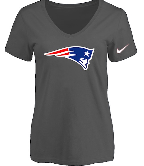 New England Patriots D.Grey Womens Logo V-neck T-Shirt