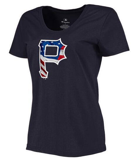 Womens Pittsburgh Pirates Navy Plus Sizes Banner Wave T-Shirt 