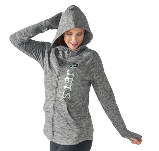 New York Jets G-III 4Her by Carl Banks Womens Recovery Full-Zip Hoodie - Heathered Gray 