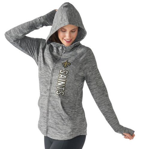 New Orleans Saints G-III 4Her by Carl Banks Womens Recovery Full-Zip Hoodie - Heathered Gray 