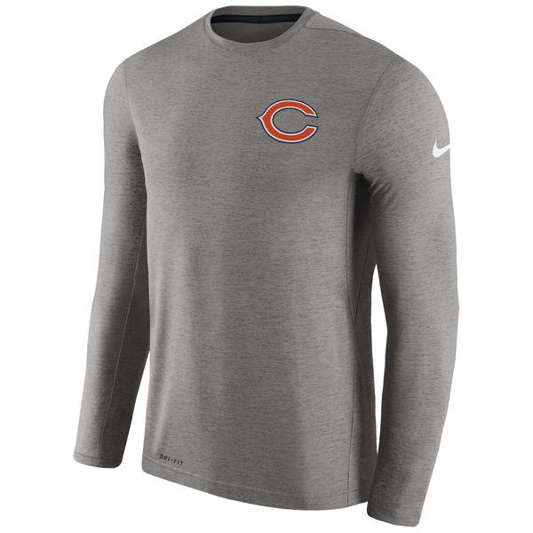 Mens Chicago Bears Nike Charcoal Coaches Long Sleeve Performance T-Shirt