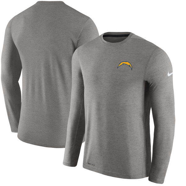 Mens San Diego Chargers Nike Charcoal Coaches Long Sleeve Performance T-Shirt
