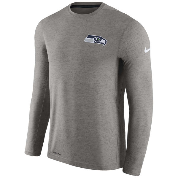 Mens Seattle Seahawks Nike Charcoal Coaches Long Sleeve Performance T-Shirt