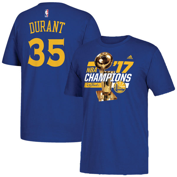 Kevin Durant Golden State Warriors adidas 2017 NBA Finals Champions Name & Number T-Shirt - Royal